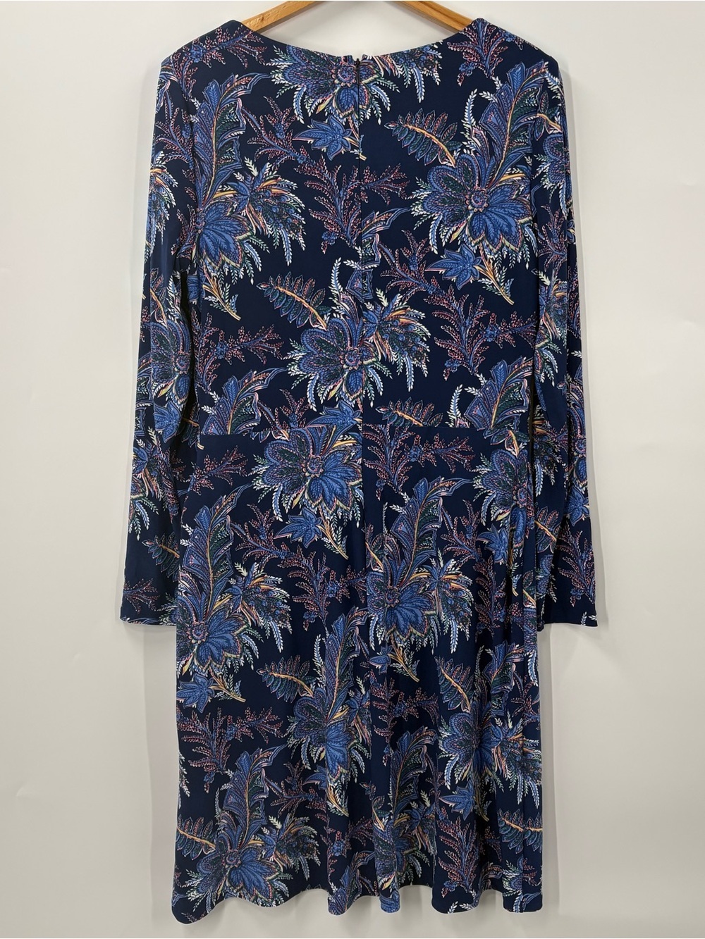 Lauren Ralph Lauren New Navy Floral Long-Sleeve Faux Wrap Dress | 10 - Picture 6 of 11